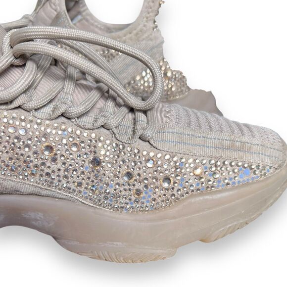 Steve Madden Maxima SM NY90 Gem Studded Beige & Gold Shoes Women’s Size 9M - Picture 11 of 16